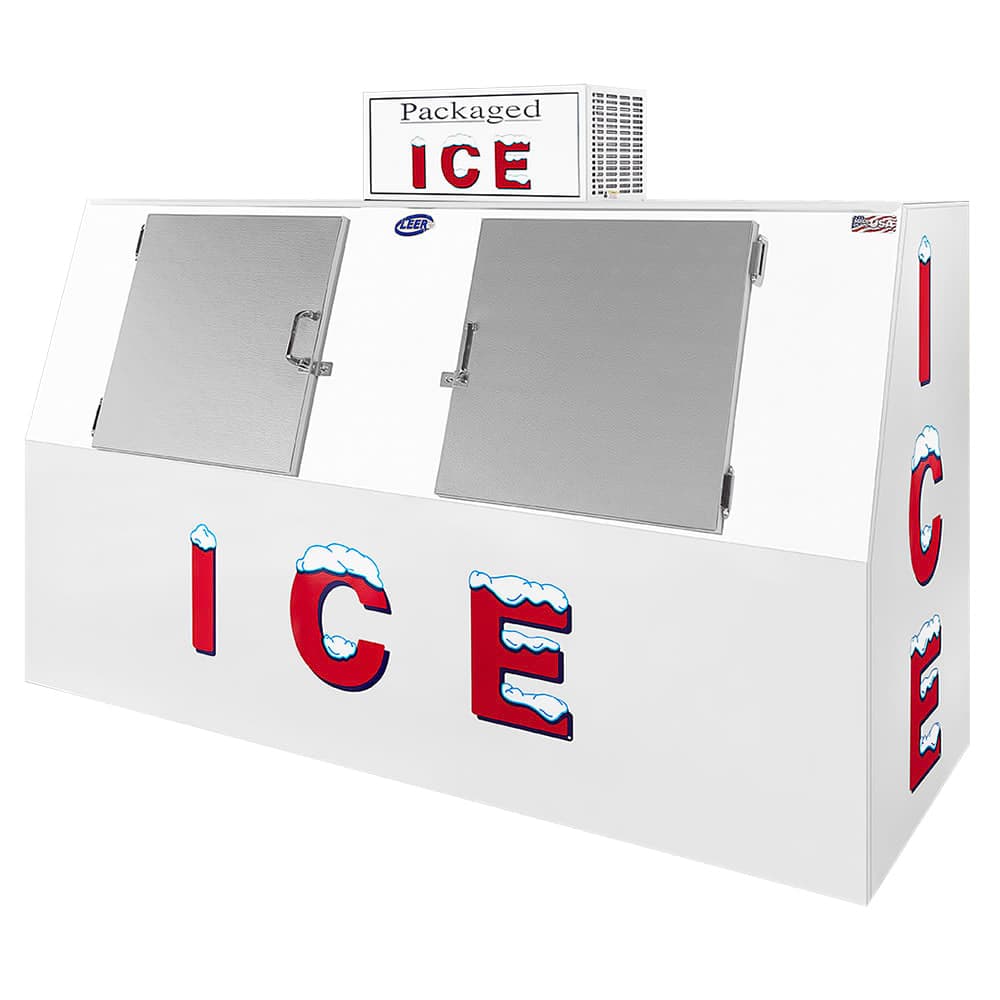 Leer L075SCSP 96" Outdoor Slanted Ice Merchandiser w/ (185) 10 lb Bag Capacity - Solid Doors, 115v