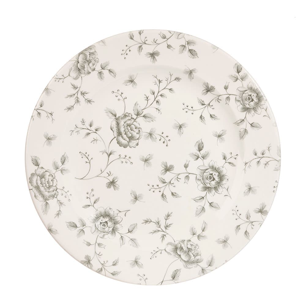 Churchill 8 1/4" Round Vintage Prints Profile Plate - Ceramic, Gray Rose Chintz (RCGVP81)