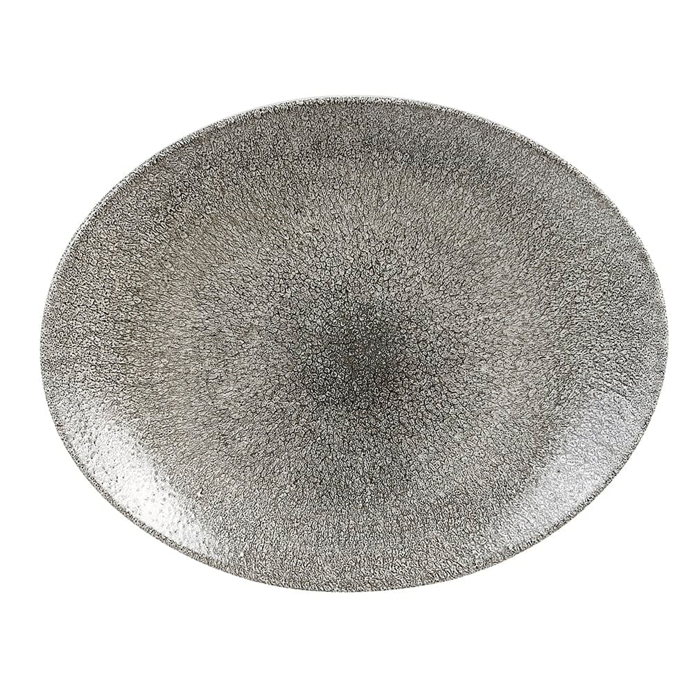 Churchill Oval Raku Plate - 12 1/2" x 10", Ceramic, Quartz Black (RKBQOP121)