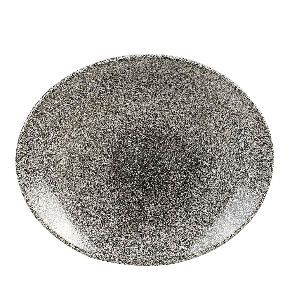 Churchill Oval Raku Plate - 10 5/8" x 9", Ceramic, Quartz Black (RKBQOP581)
