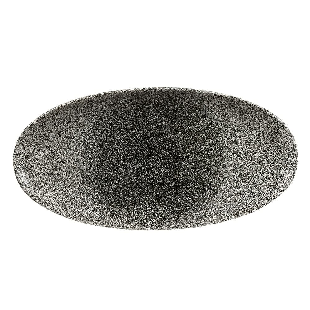 Churchill Oval Raku Chef's Plate - 13 3/4" x 6 3/4", Ceramic, Quartz Black (RKBQOV351)