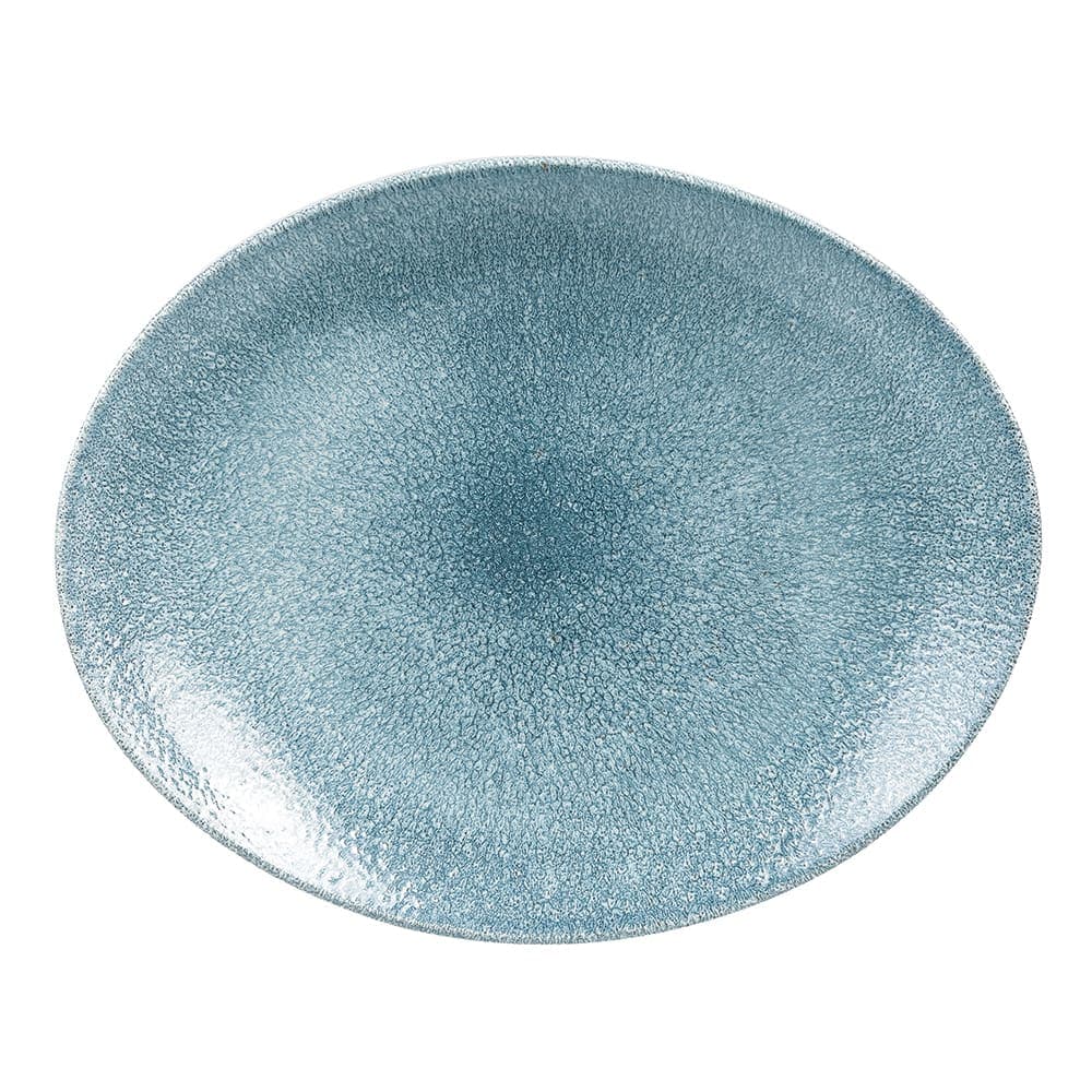 Churchill Oval Raku Plate - 10 5/8" x 9", Ceramic, Topaz Blue (RKTBOP581)