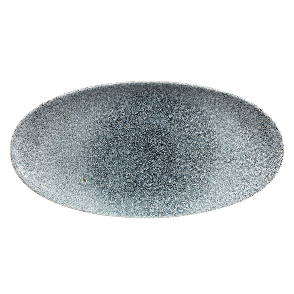 Churchill Oval Raku Chef's Plate - 13 3/4" x 6 3/4", Ceramic, Topaz Blue (RKTBOV351)