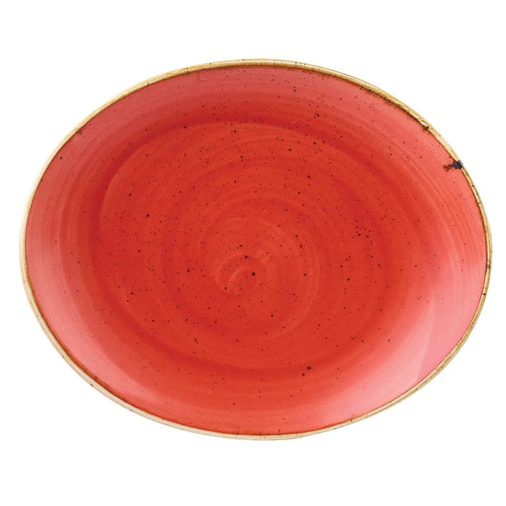 Churchill 7 3/4" Oval Stonecast Plate - Ceramic, Berry Red (SBRSOP71)
