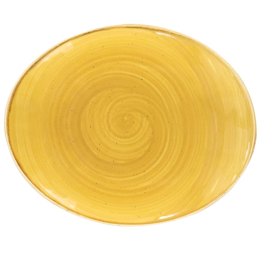 Churchill 7 3/4" Oval Stonecast Plate - Ceramic, Mustard Seed Yellow (SMSSOP71)