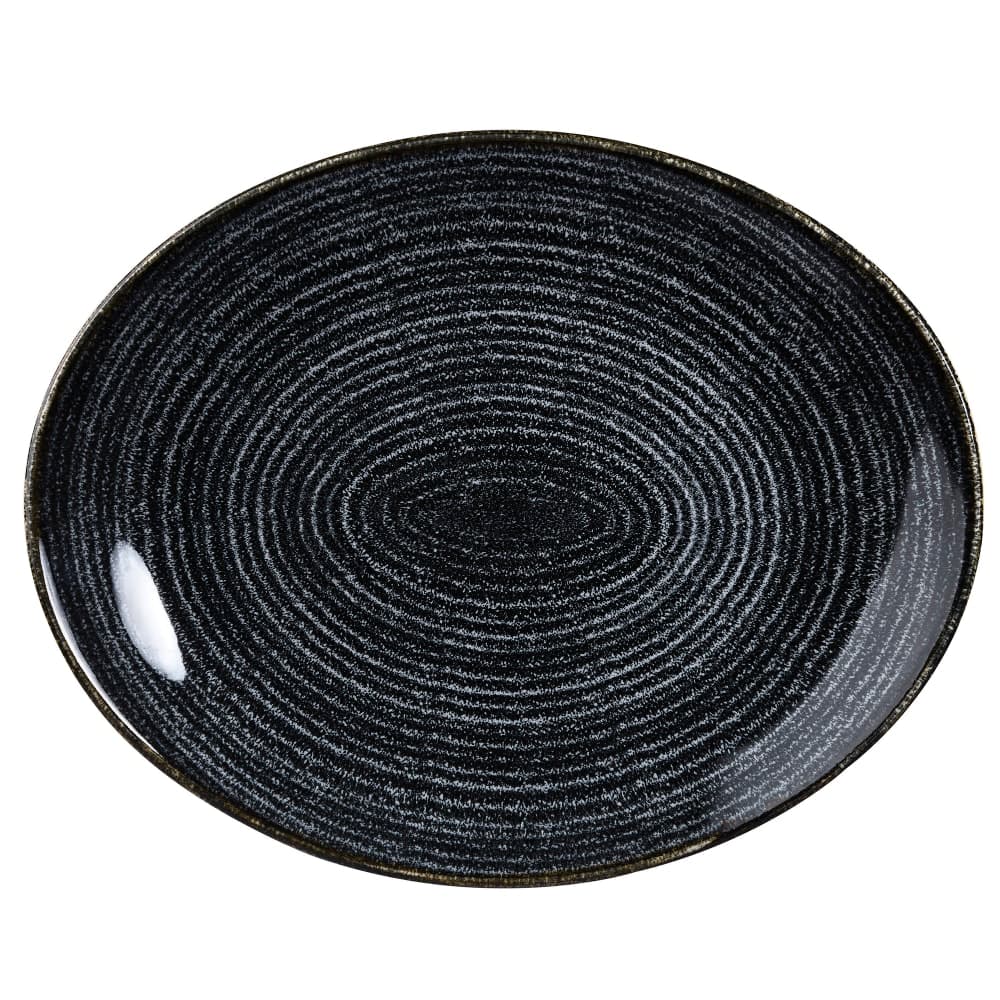 Churchill Oval Studio Prints® Coupe Plate - 12 1/2" x 10", Ceramic, Charcoal Black (SPCBOP121)