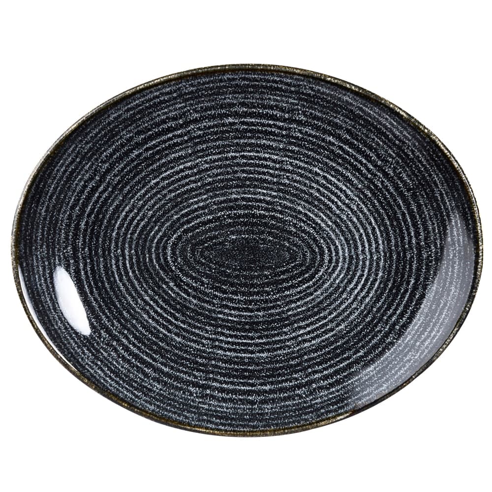 Churchill Oval Studio Prints® Stackable Coupe Plate - 10 5/8" x 9", Ceramic, Charcoal Black (SPCBOP581)