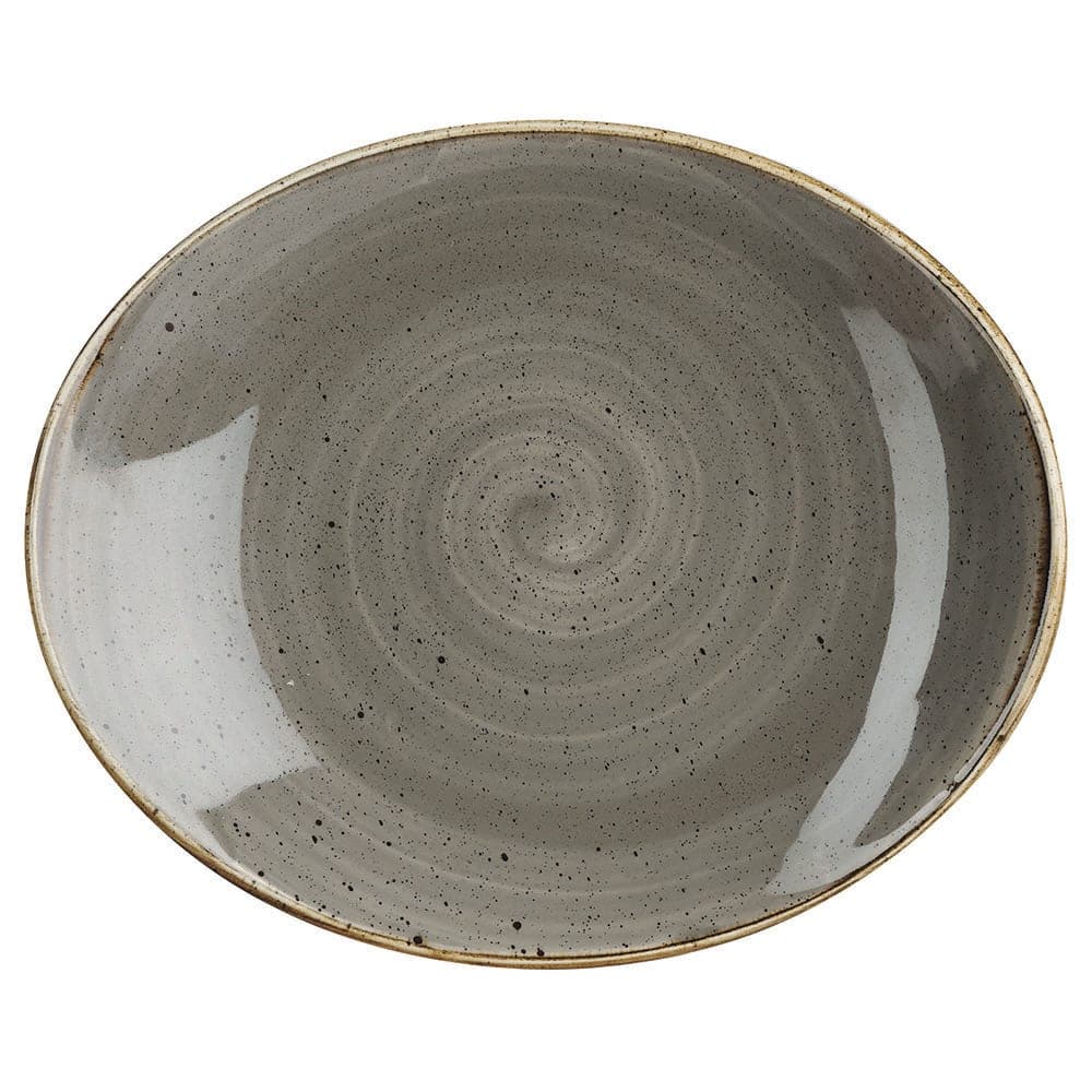 Churchill 7 3/4" x 6 5/16" Oval Stonecast Plate - Ceramic, Peppercorn Gray (SPGSOP71)