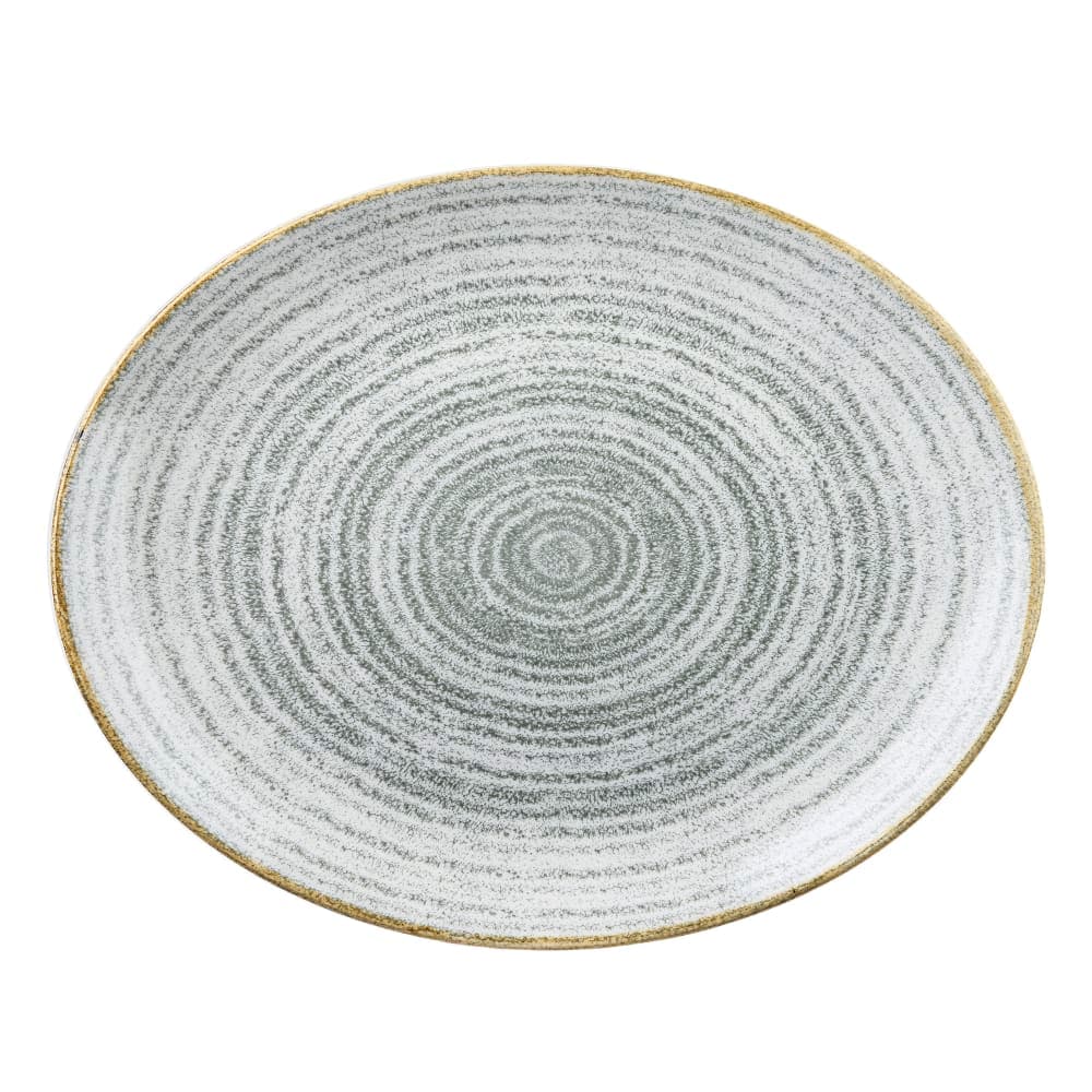 Churchill Oval Studio Prints® Coupe Plate - 12 1/2" x 10", Ceramic, Stone Gray (SPSGOP121)
