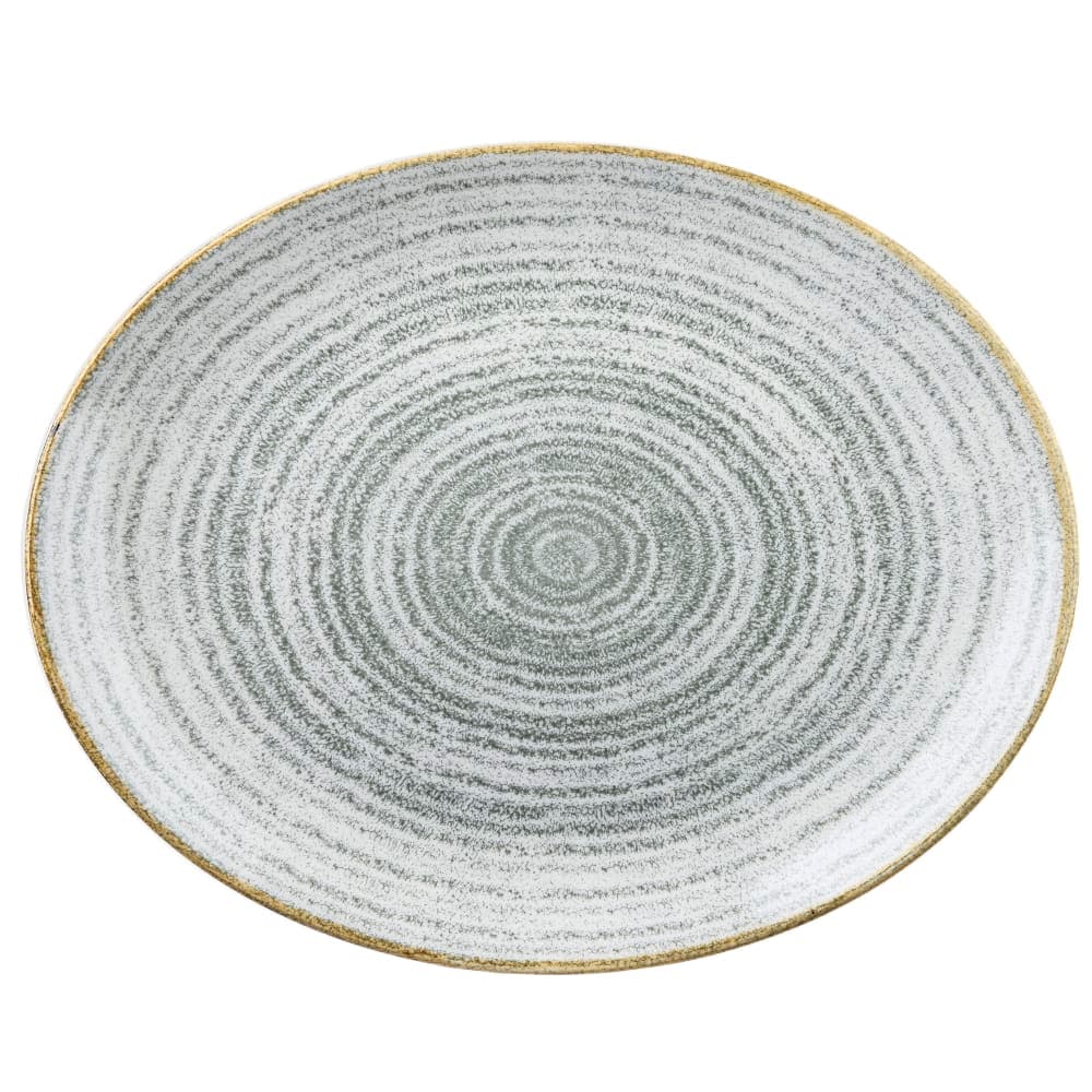 Churchill Oval Studio Prints® Coupe Plate - 10 5/8" x 9", Ceramic, Stone Gray (SPSGOP581)