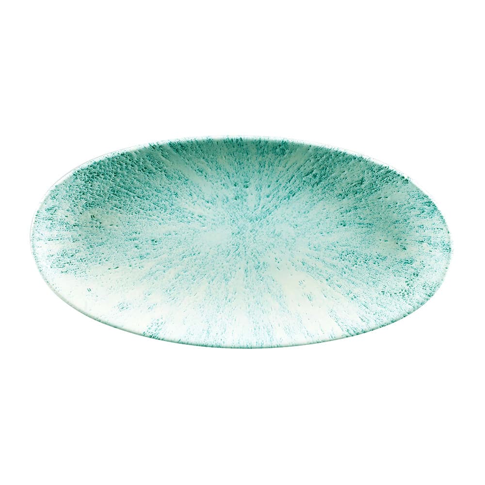 Churchill Oval Studio Prints® Chef's Plate - 13 5/8" x 6 3/4", Ceramic, Aquamarine (STAMOV351)