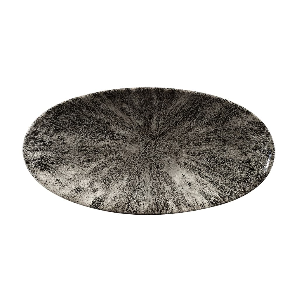 Churchill Oval Studio Prints® Chef's Plate - 13 5/8" x 6 3/4", Ceramic, Quartz Black (STQBOV351)
