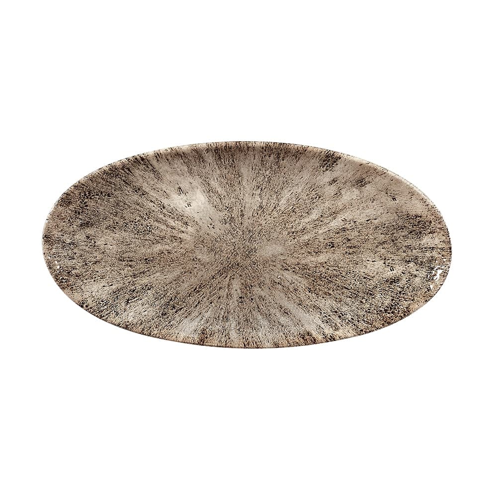 Churchill Oval Studio Prints® Chef's Plate - 13 3/4" x 6 3/4", Ceramic, Zircon Brown (STZBOV351)