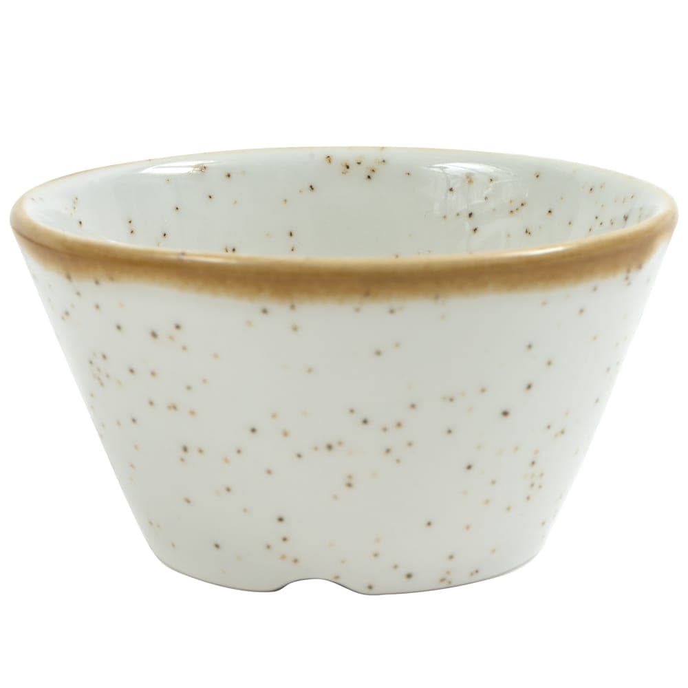 Churchill 3 oz Stonecast Sauce Dish - Ceramic, Barley White (SWHSSD31)