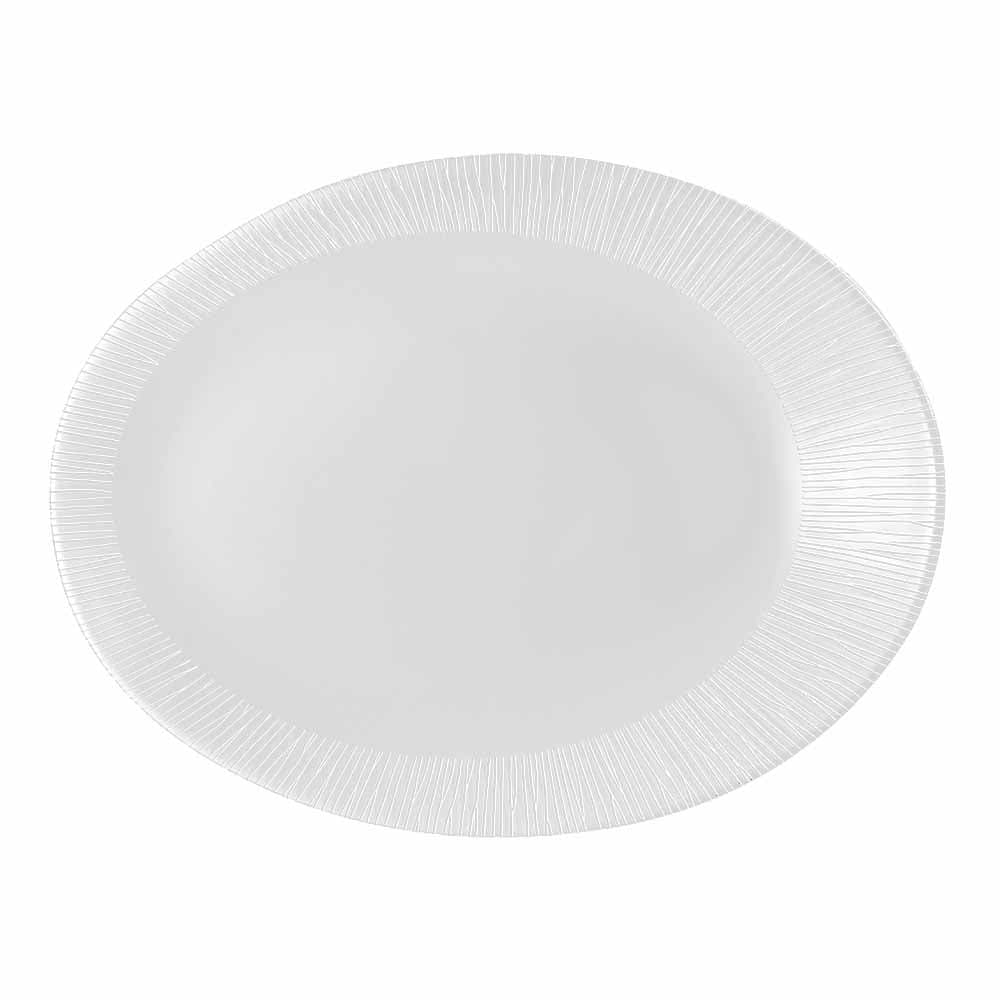 Churchill Oval Bamboo Plate - 7 3/4" x 5 7/8", Ceramic, White (WHBALO81)