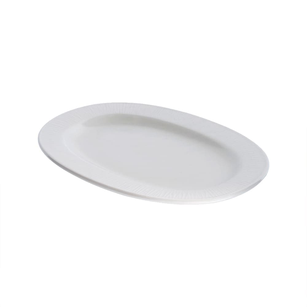 Churchill 11" Oval Bamboo Plate - Ceramic, White (WHBALR111)