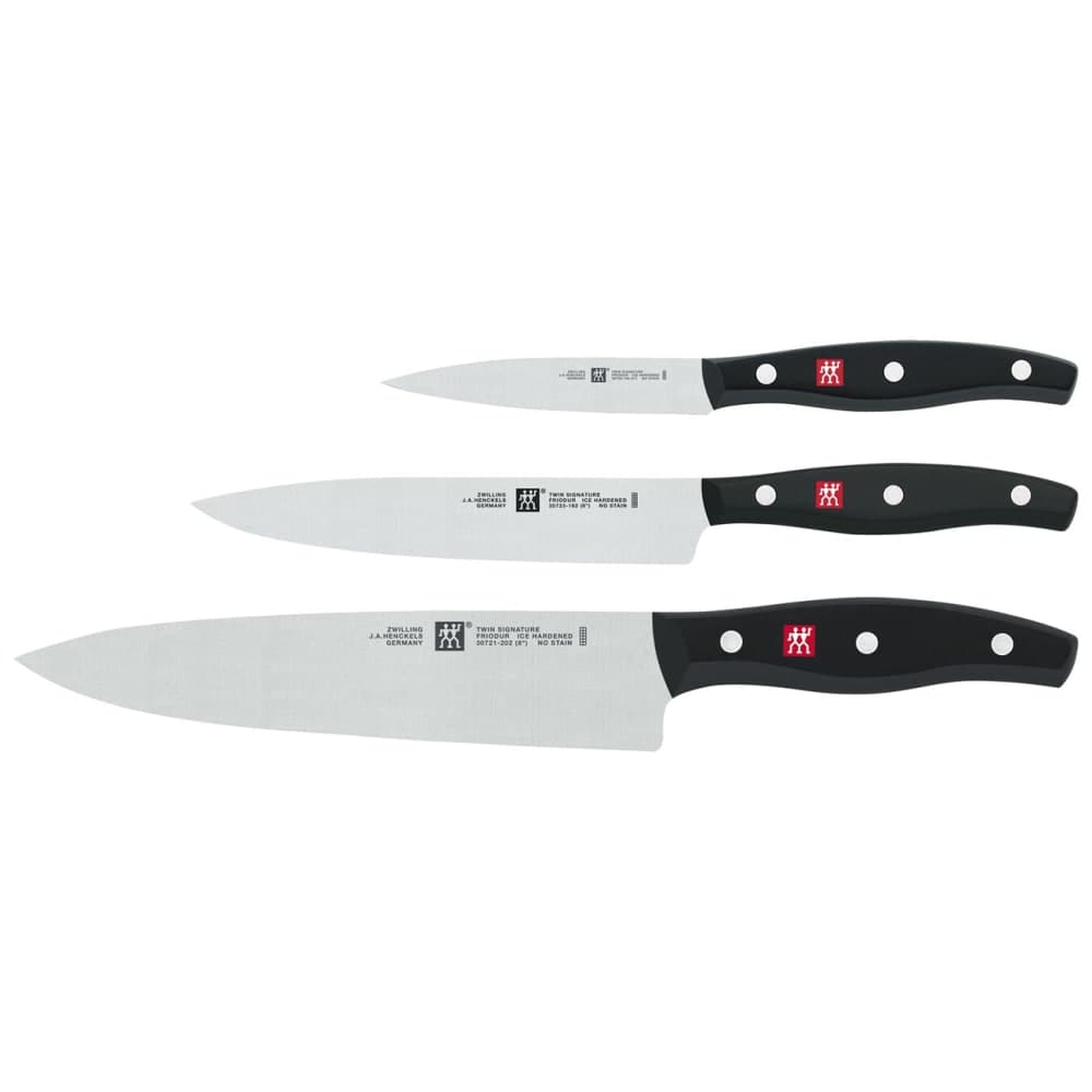 Zwilling 1011719 3 Piece Starter Knife Set - High Carbon Stainless Steel, Black Plastic Handle