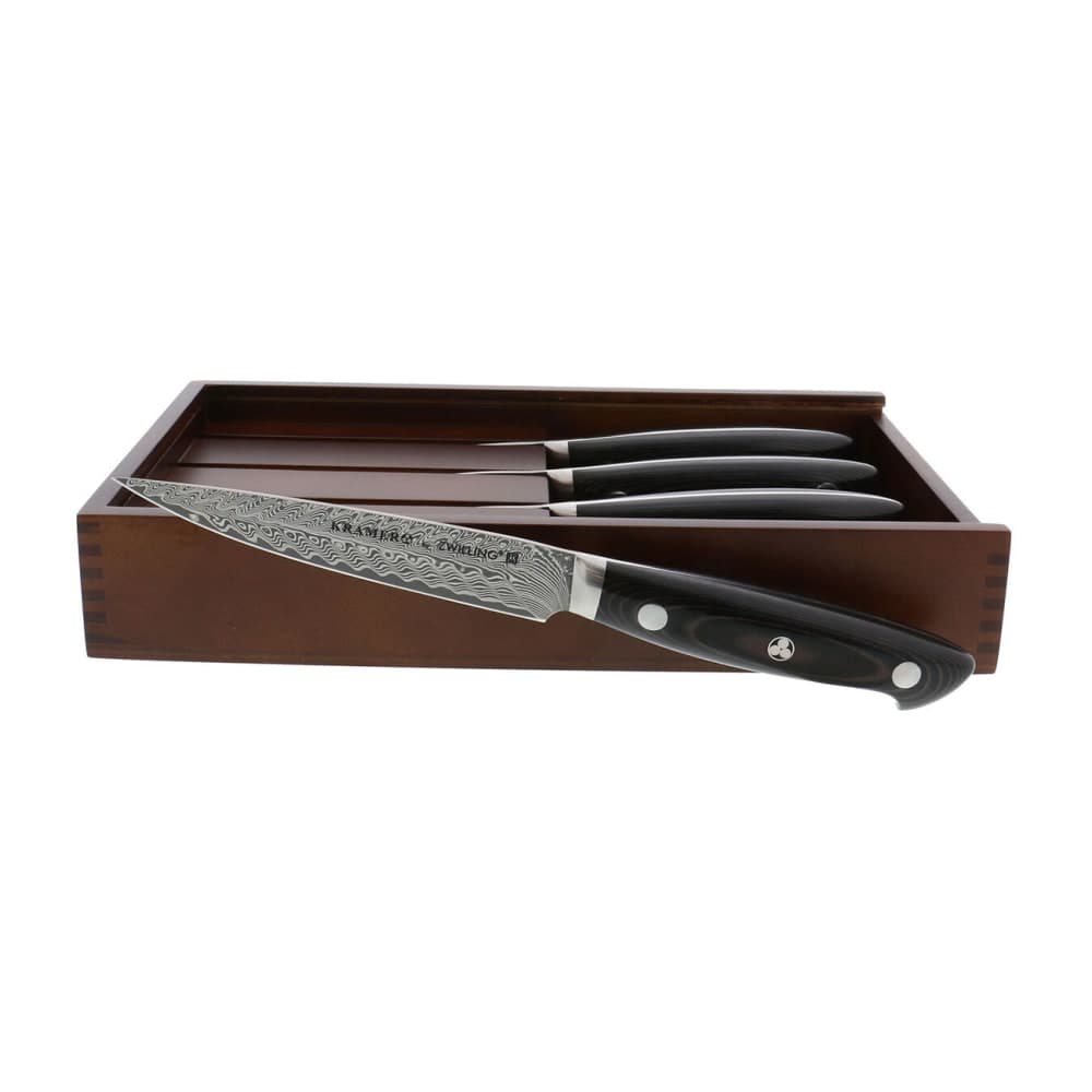 Zwilling 1021701 Steak Knife w/ Black Linen Micarta Handle, Carbide Stainless Steel