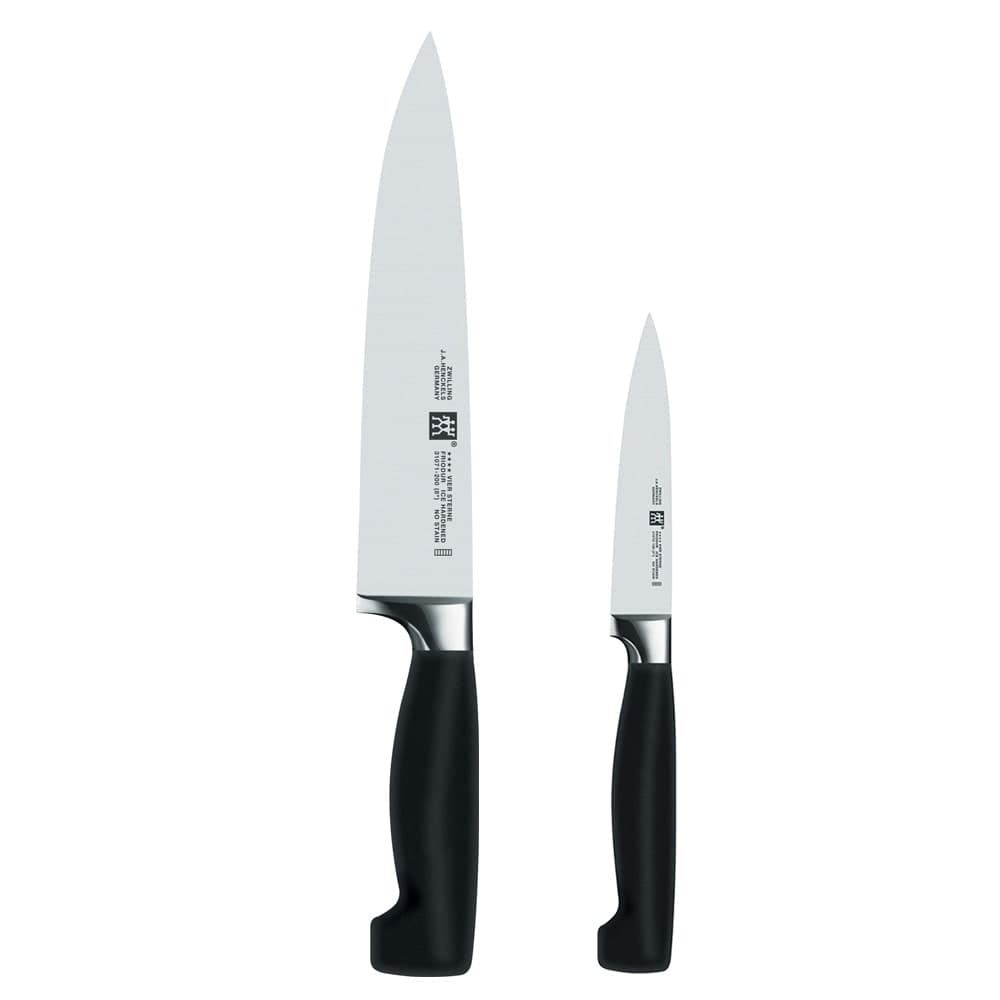 Zwilling 1002312 Paring & Chef's Knife Set - High Carbon Stainless Steel, Black Plastic Handle