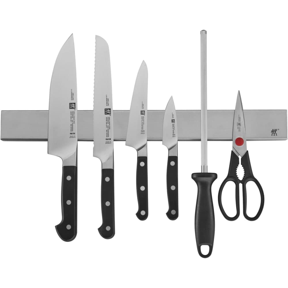 Zwilling 1019124 7 Piece Knife Set w/ Knife Bar - High Carbon Stainless Steel, Black Plastic Handle