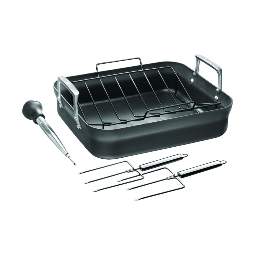 Zwilling 1017070 Motion Roaster Pan w/ Rack & Accessories - 16" x 14", Hard Anodized Aluminum