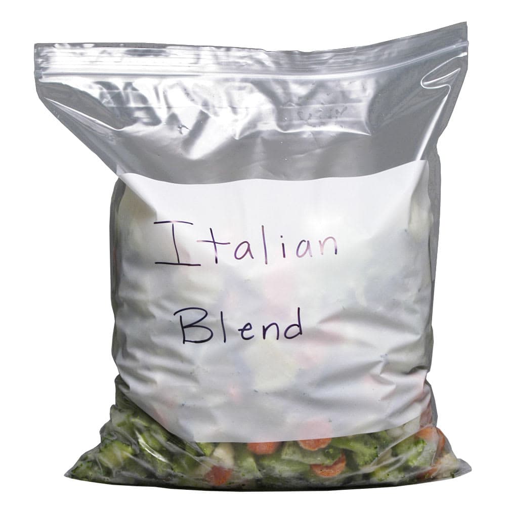 LK Packaging Seal Top Freezer Bag w/ Write On Block - 15 1/2" x 13", Poly (2GALFR)