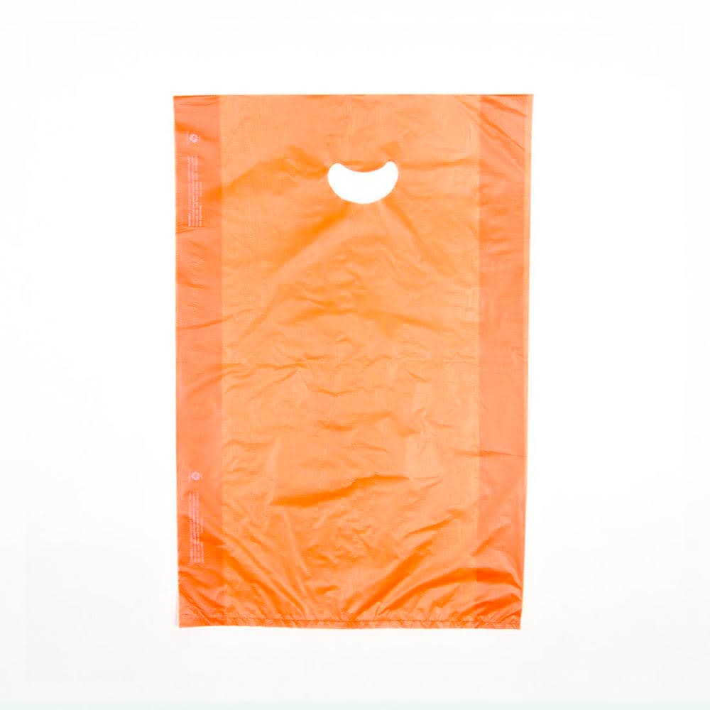 LK Packaging Merchandise Bag w/ Handle - 12" x 18", 0.7 mil HDPE, Orange (CH18OE)