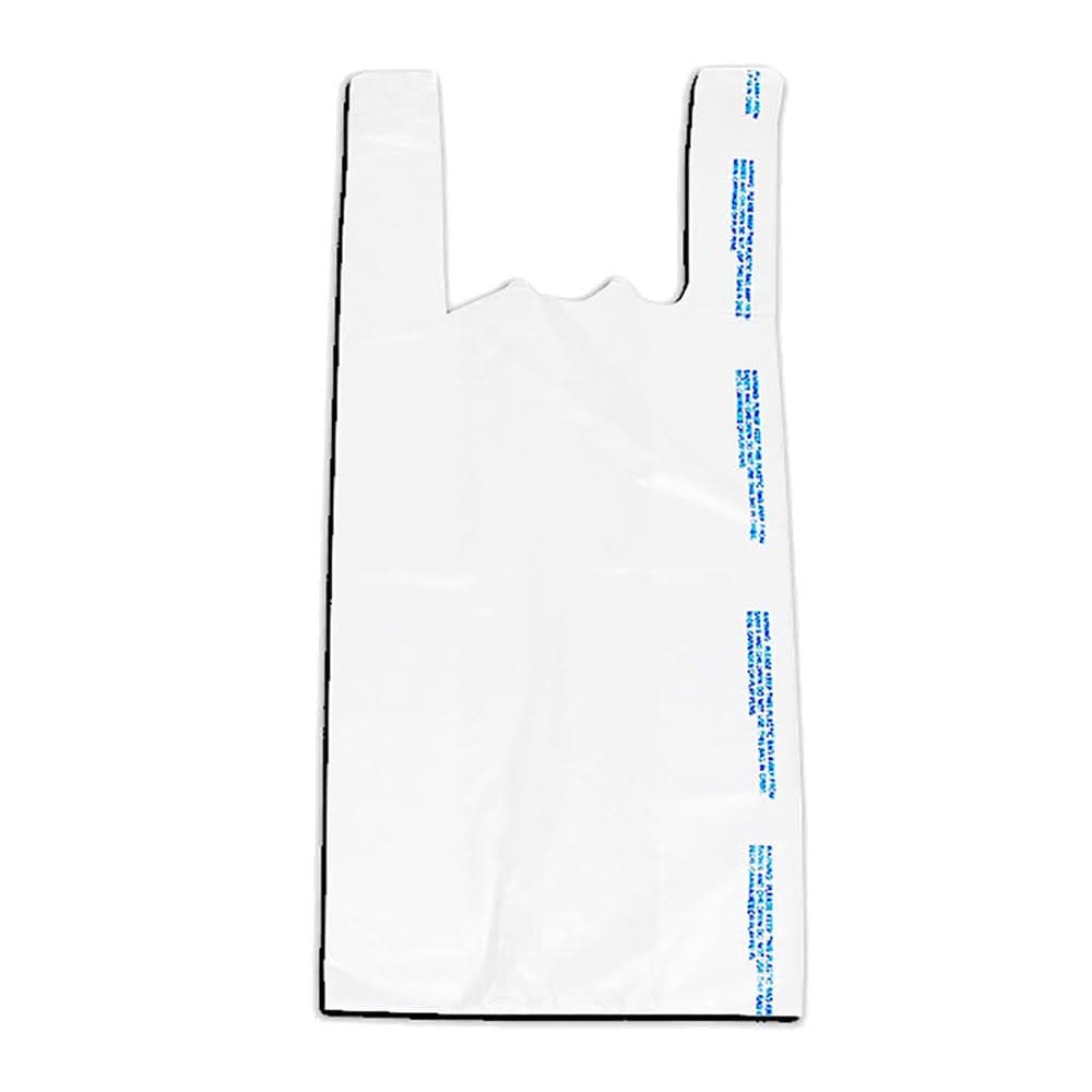 LK Packaging Economy Snap-Eze™ T-Shirt Bag w/ Handle - 23"L x 12"W x 6" SG, 0.65 mil HDPE, White (CT1824W)