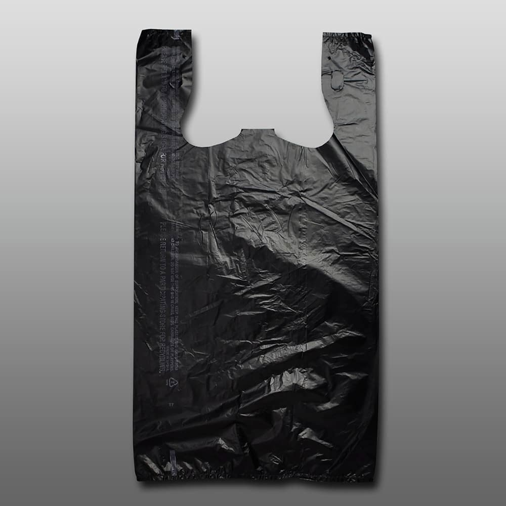 LK Packaging Economy Snap-Eze™ T-Shirt Bag - 21 1/2"L x 11 1/2"W, 0.55 mil HDPE, Black (CT1923B6)