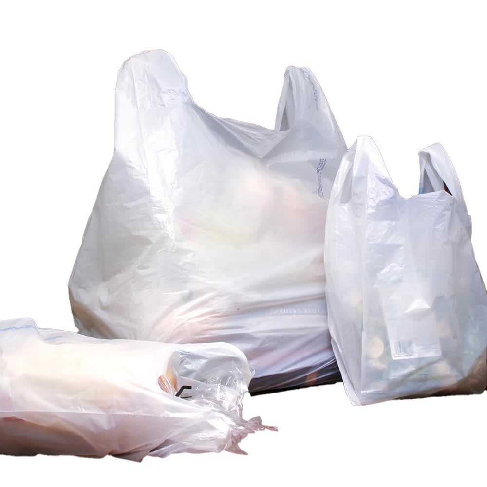 LK Packaging Economy Snap-Eze™ T-Shirt Bag w/ Handle - 22"L x 12"W x 7" SG, 0.5 mil HDPE, White (CT1923WD)