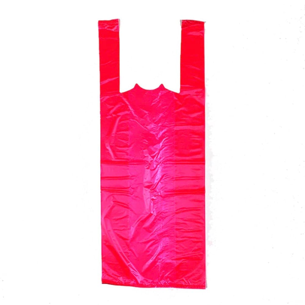LK Packaging Plastronic® T-Shirt Bag w/ Handle - 24"L x 12"W x 8" SG, 0.65 mil HDPE, Red (CT2024R)