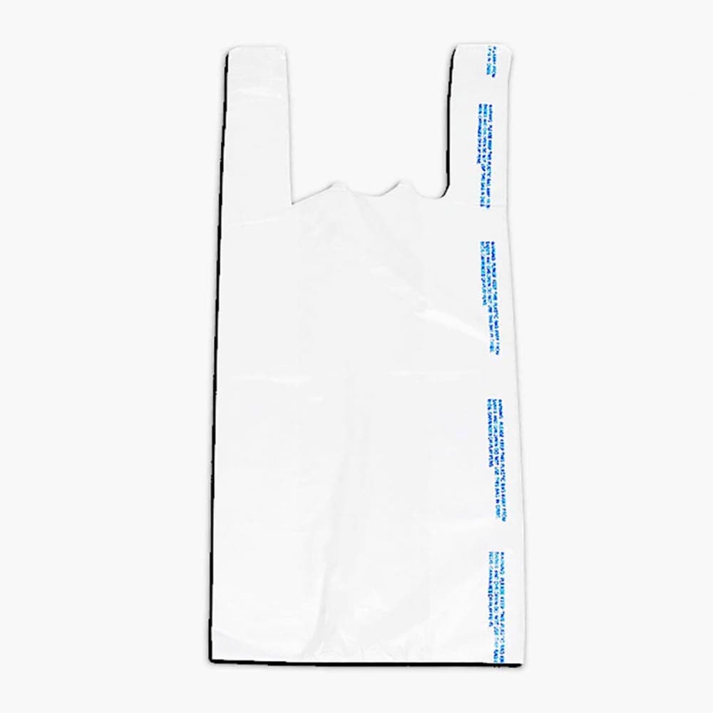 LK Packaging Plastronic® T-Shirt Bag w/ Handle - 24"L x 12"W x 8" SG, 0.65 mil HDPE, White (CT2024W)