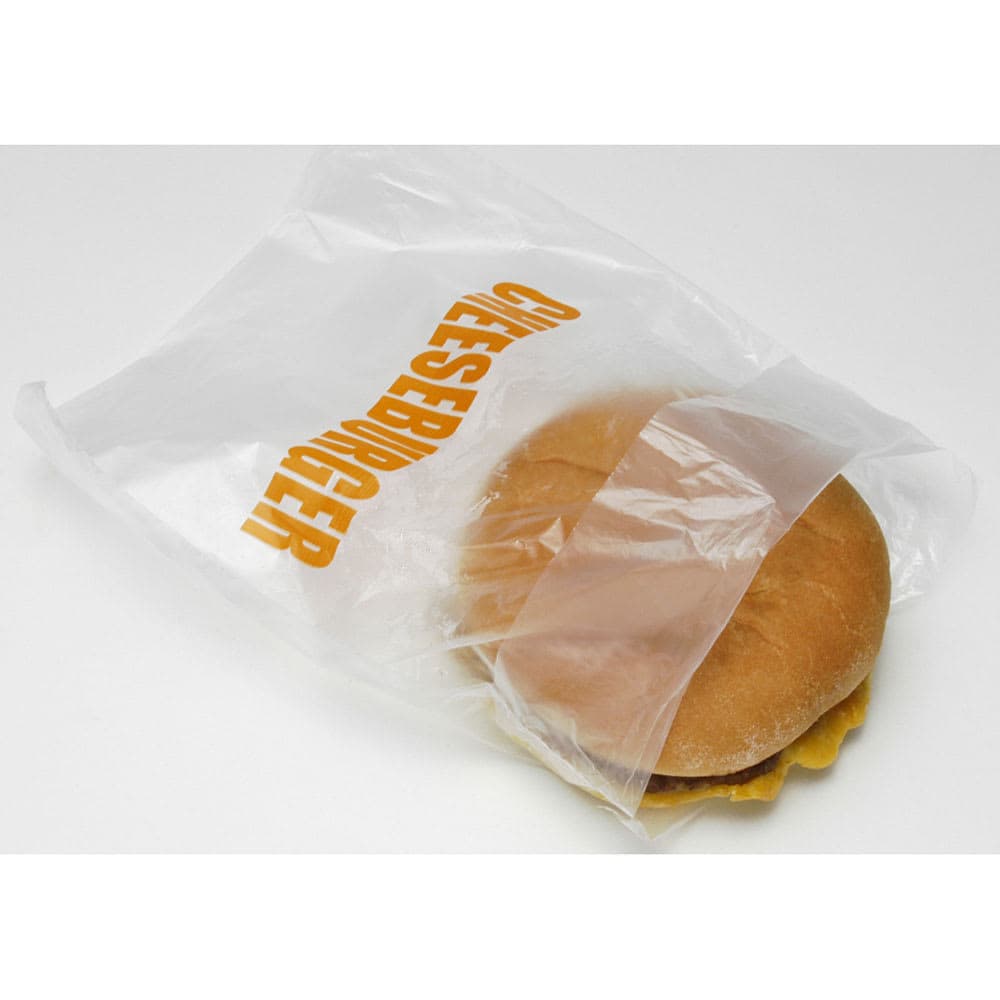 LK Packaging Printed Cheeseburger Bag - 7" x 6 1/2", Poly (DP657CHB)