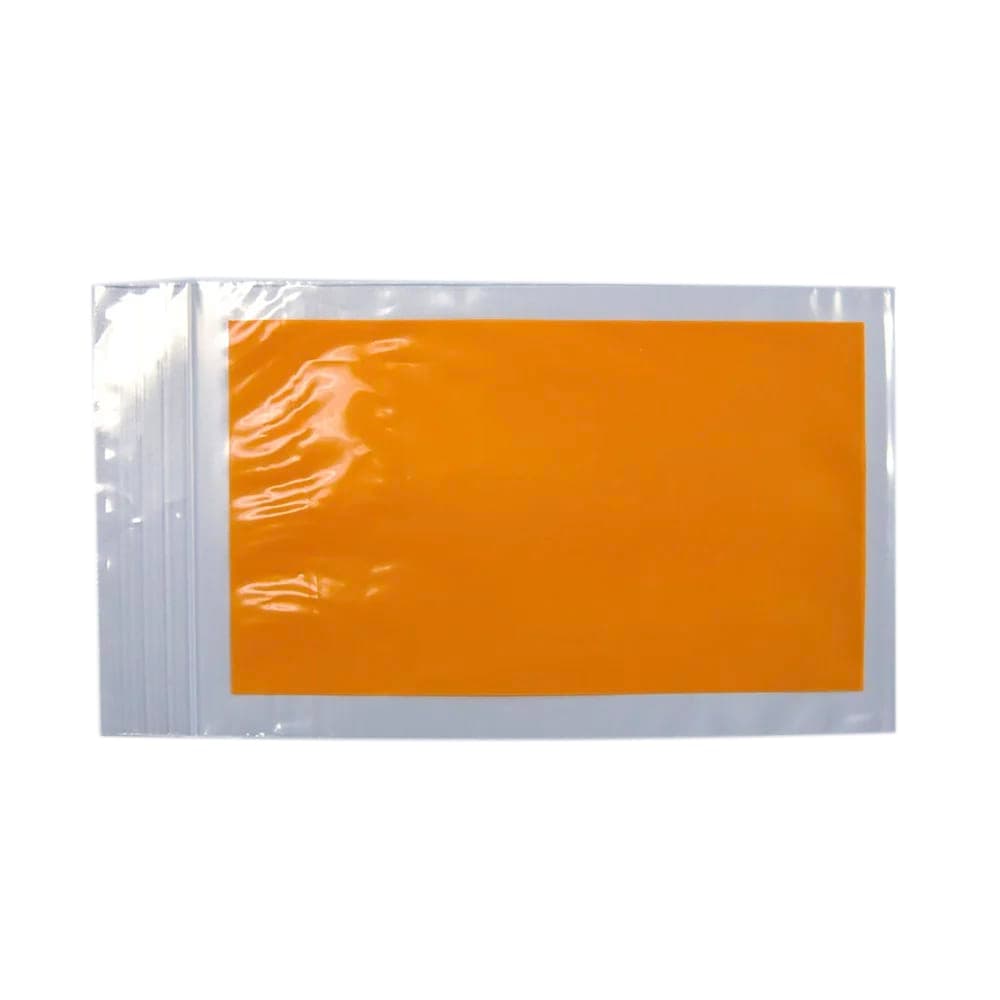 LK Packaging Resealable Orange Block Bag - 6"L x 4"W, 2 mil LDPE, Clear w/ Print (F20406OB)