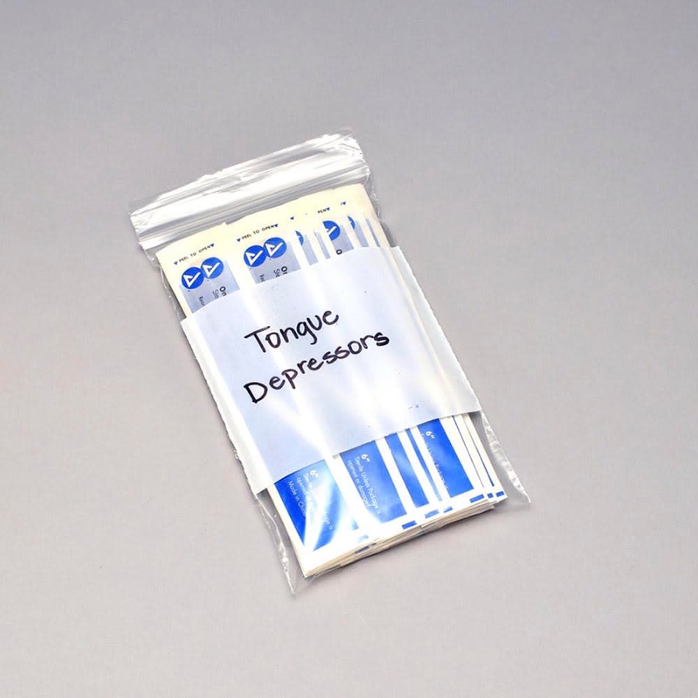 LK Packaging Zipper Seal Top Bag w/ Write-On Block - 10"L x 4"W, 2 mil LDPE, Clear (F20410W)