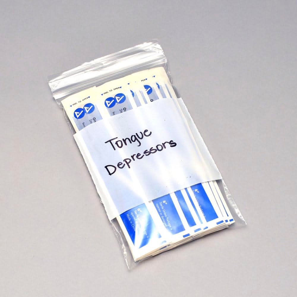 LK Packaging Zipper Seal Top Bag w/ Write-On Block - 5"L x 3"W, 4 mil LDPE, Clear (F40305W)
