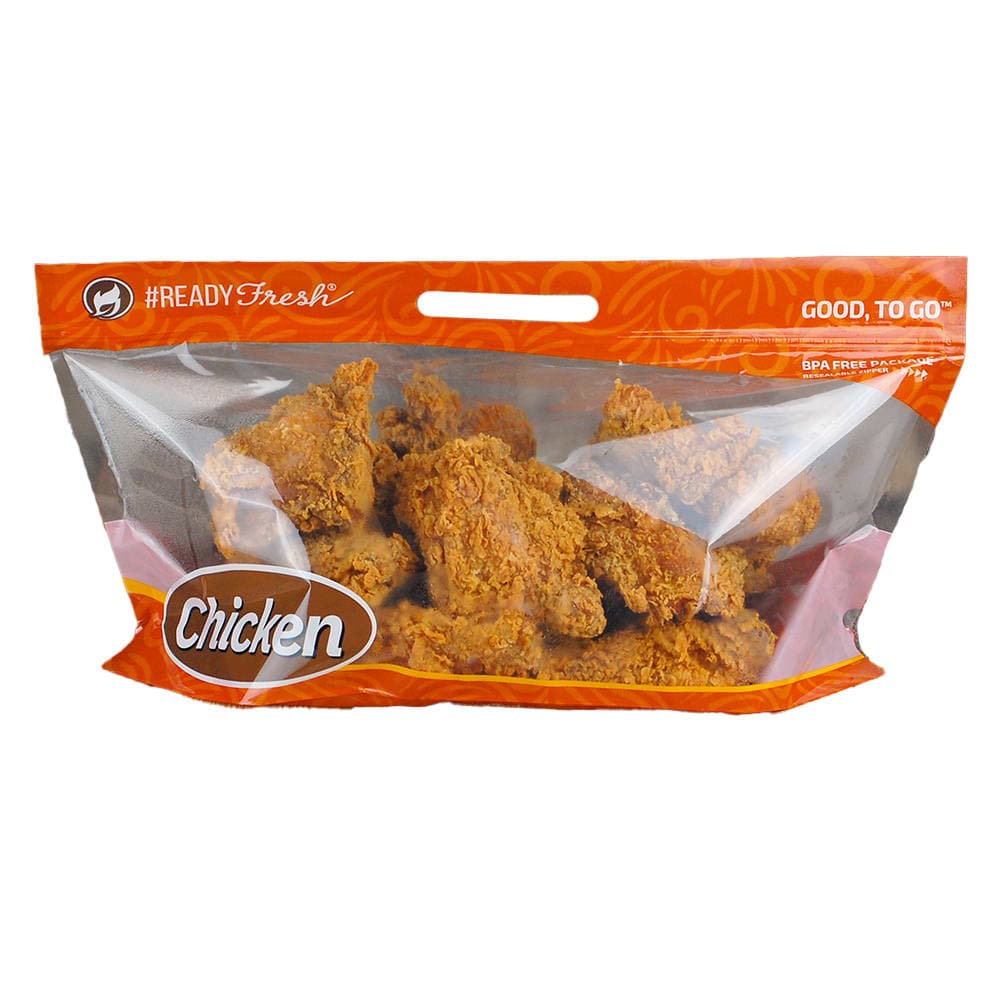 LK Packaging #ReadyFresh® Bottom Gusset Grab-N-Go Fried Chicken Pouch - 17" x 9" x 7" BG, #ReadyFresh (GNG1797)