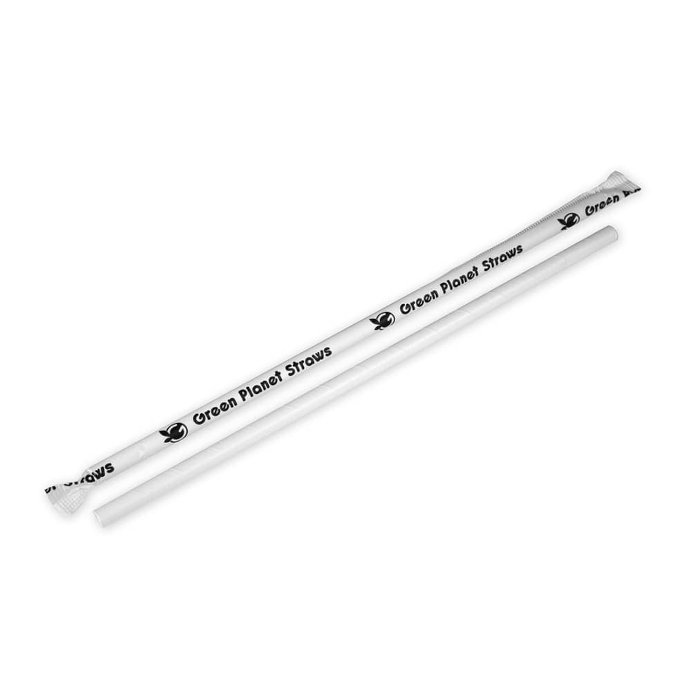 LK Packaging 10 1/4" Wrapped Jumbo Paper Straw, White (GPSJ1025)