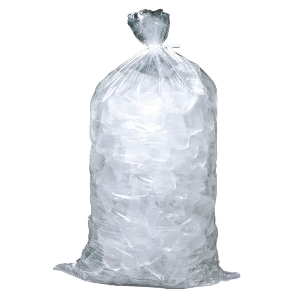 LK Packaging 20 lb Ice Bag w/ Twist Ties - 28" x 13 1/2", Poly/Metallocene (H28MET)