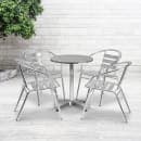 Flash Furniture TLH-ALUM-24RD-017BCHR4-GG 23 1/2" Round Patio Table & (4) Arm Chair Set - Stainless Steel Top, Aluminum Base thumbnail 4