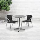Flash Furniture TLH-ALUM-24RD-020BKCHR2-GG 23 1/2" Round Patio Table & (2) Black Rattan Arm Chair Set - Stainless Top, Aluminum Base thumbnail 4