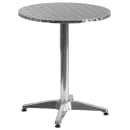 Flash Furniture TLH-ALUM-24RD-020BKCHR4-GG 23 1/2" Round Patio Table & (4) Black Rattan Arm Chair Set - Stainless Top, Aluminum Base thumbnail 2