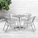 Flash Furniture TLH-ALUM-24SQ-017BCHR4-GG 23 1/2" Square Patio Table & (4) Arm Chair Set - Stainless Steel Top, Aluminum Base thumbnail 4