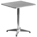 Flash Furniture TLH-ALUM-24SQ-020BGECHR2-GG 23 1/2" Square Patio Table & (2) Beige Rattan Arm Chair Set - Stainless Top, Aluminum Base thumbnail 2