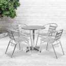 Flash Furniture TLH-ALUM-28RD-017BCHR4-GG 27 1/2" Round Patio Table & (4) Arm Chair Set - Stainless Steel Top, Aluminum Base thumbnail 4