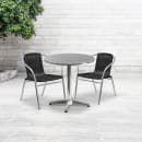 Flash Furniture TLH-ALUM-28RD-020BKCHR2-GG 27 1/2" Round Patio Table & (2) Black Rattan Arm Chair Set - Stainless Top, Aluminum Base thumbnail 4