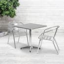 Flash Furniture TLH-ALUM-28SQ-017BCHR2-GG 27 1/2" Square Patio Table & (2) Arm Chair Set - Stainless Steel Top, Aluminum Base thumbnail 4