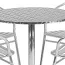 Flash Furniture TLH-ALUM-32RD-017BCHR4-GG 31 1/2" Round Patio Table & (4) Arm Chair Set - Stainless Steel Top, Aluminum Base thumbnail 5