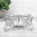 Flash Furniture TLH-ALUM-32SQ-017BCHR4-GG 31 1/2" Square Patio Table & (4) Arm Chair Set - Stainless Steel Top, Aluminum Base thumbnail 7