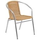 Flash Furniture TLH-ALUM-32SQ-020BGECHR2-GG 31 1/2" Square Patio Table & (2) Beige Rattan Arm Chair Set - Stainless Top, Aluminum Base thumbnail 3
